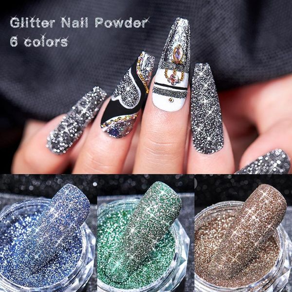 

nail glitter art sequins powder dipping shining colorful diy chrome pigment dust polish decoration, Silver;gold