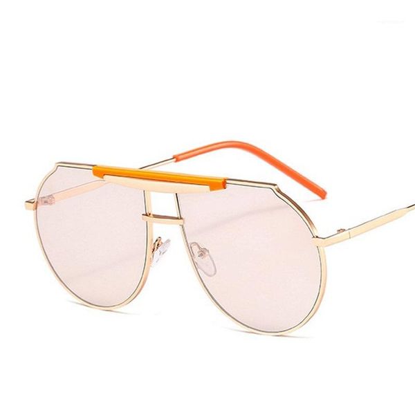 

designer brand round sunglasses women man vintage retro one-piece pilot sun glasses for female male mujer uv4001, White;black