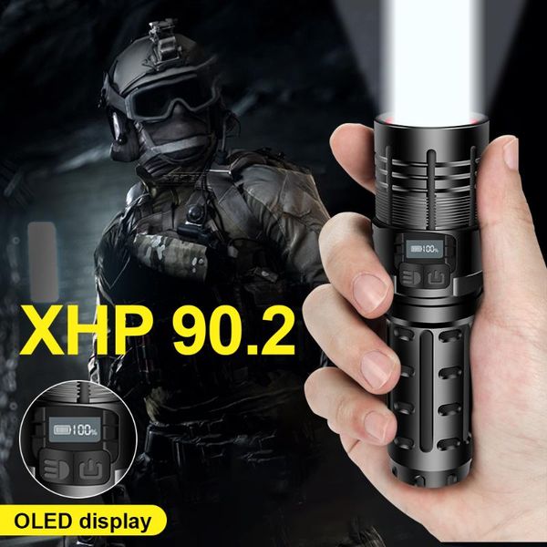 

super xhp90.2 powerful led 18650 usb torch light xhp90 rechargeable zoom hand lamp xhp70 flash light portable lantern