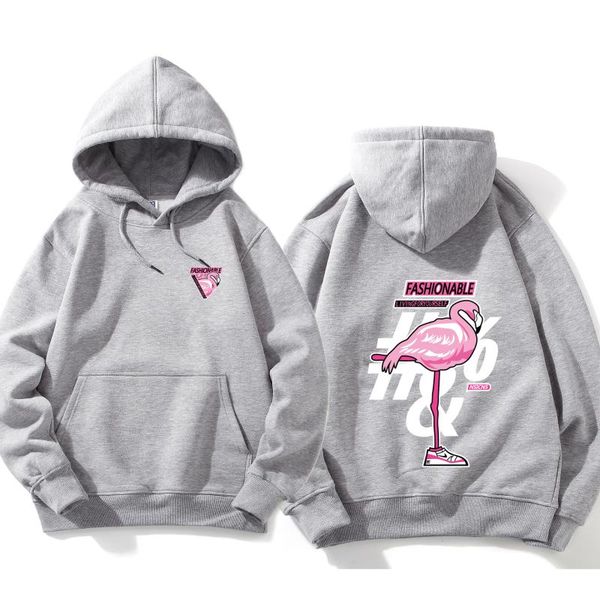 

mens flamingo letter print plus velvet sweatshirt hip hop hoodie, Black