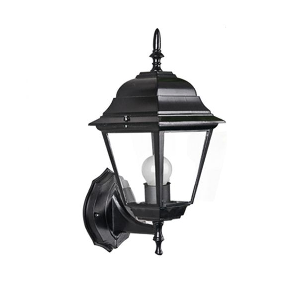 Lampada da parete in vetro retrò europea Luci da parete per esterni in alluminio impermeabile semplici nere per la decorazione del corridoio della porta del giardino della villa