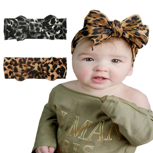 2020 meninas meninas leopardo headband crianças elástico bowknot hairband crianças bandanas leopard cabeça faixa acessório de cabelo