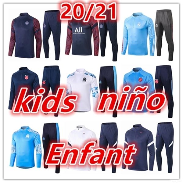 

2020 2021 new kids football tracksuit real madrid training ajax training suit football kits new soccer tracksuit jogging tracksuits jacket, Black