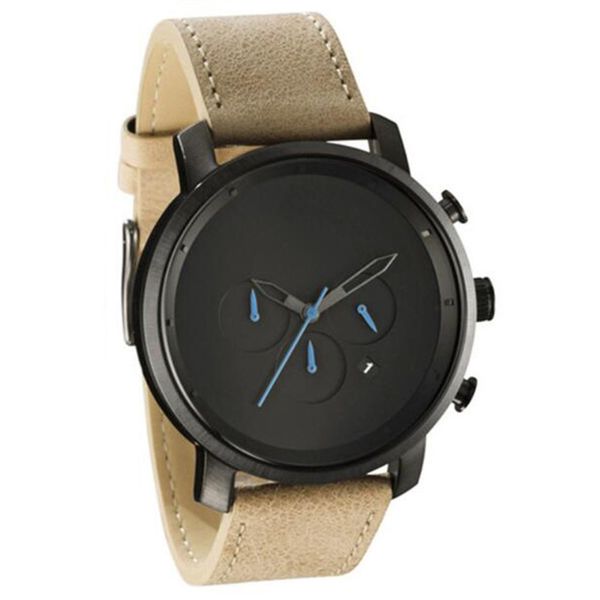 

three waterproof fashion men's frosted leather eyes true 6-pin mv watch 671, Slivery;brown