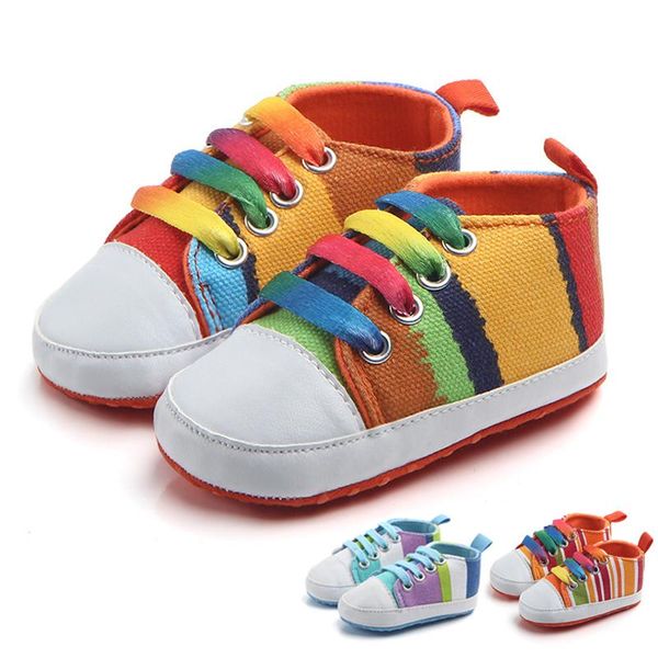 

first walkers colorful baby shoes canvas striped born girl boy for kids spring autumn soft sole non slip infant toddler