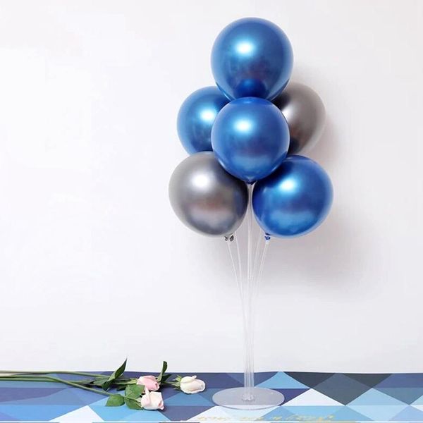 

qifu 7pcs металлические воздушные шары и 1-слоемое воздушный шар стенд на день рождения украшения детские воздушные надувные шарики свадьба