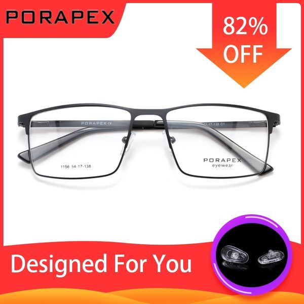 

porapex design titanium alloy glasses frame men fashion male square rimless eyeglasses frame myopia prescription glasses eyewear t200428, Silver