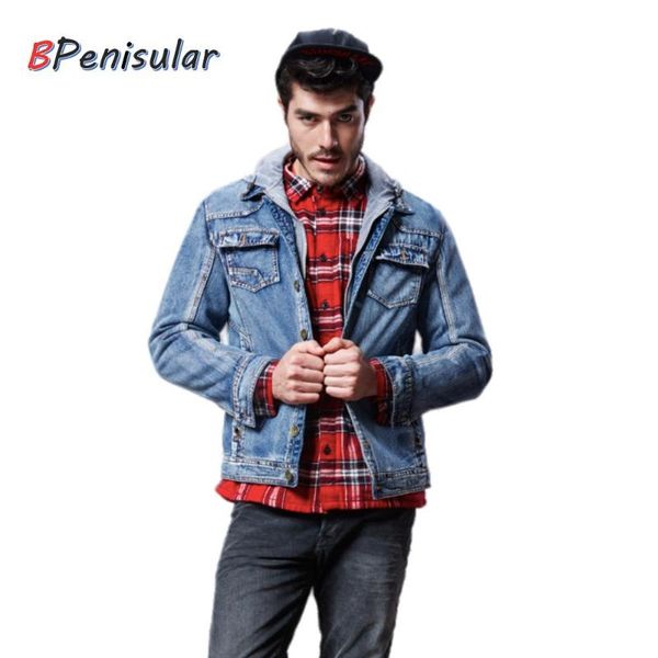 

2020 winter men thickened fur lining casual men fashionable cowboy jacket denim jean jackets detachable hood hip hop goth work, Black;brown