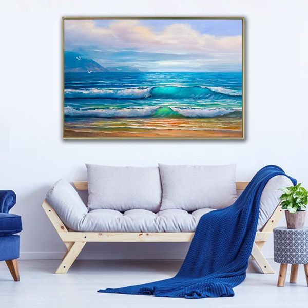 

beach wave oil canvas printed painting seascape wall art posters and prints decorative painting living room