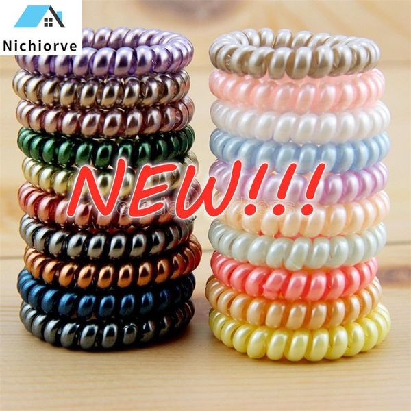 

new women scrunchy girl hair coil rubber hair bands ties rope ring ponytail holders telephone wire cord gum hair tie bracelet sxde23
