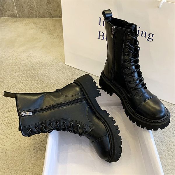 

2021 new fashion martin digit foot lace up ankle women designer cowgirl boots flat shoes k174, Black