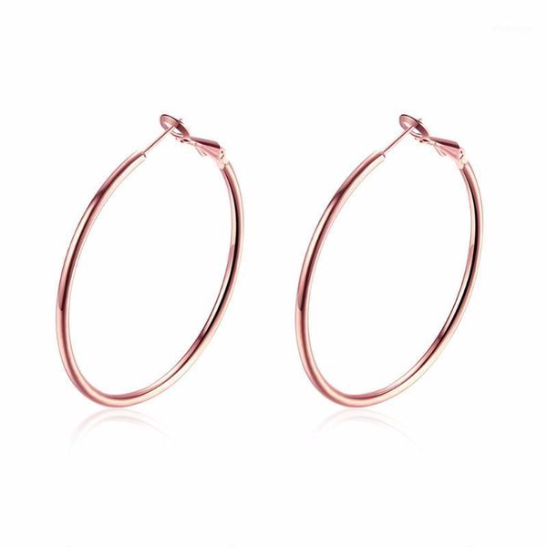 

2021 new punk rose gold color big circle hoop earrings trendy ear fashion jewelry for women ladies party accessories gift1, Golden