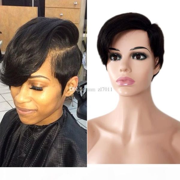 

wigs for black women brazilian remy short straight human hair wigs side part lace wig ombre wig human hair ing, Black;brown