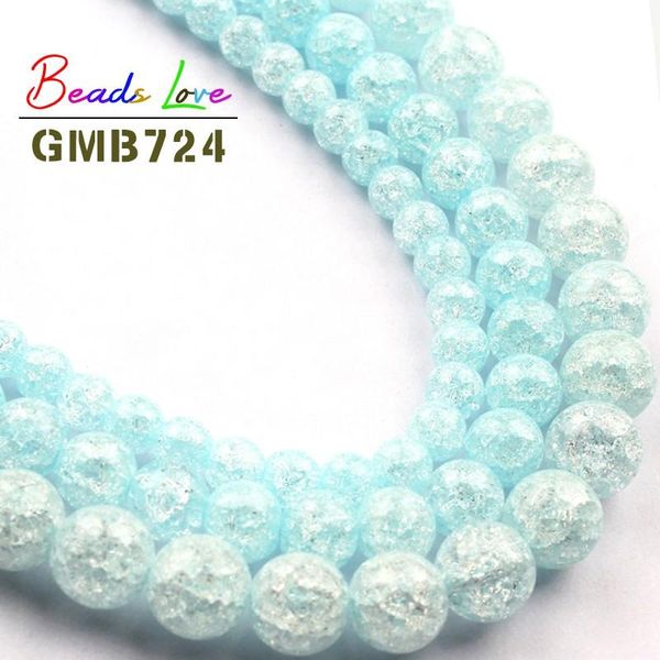 

натуральный синий треснувший кварцевый камень 6 8 10 мм круглые шарики для ювелирных изделий изготовления diy браслет ожерелье оптом кристал