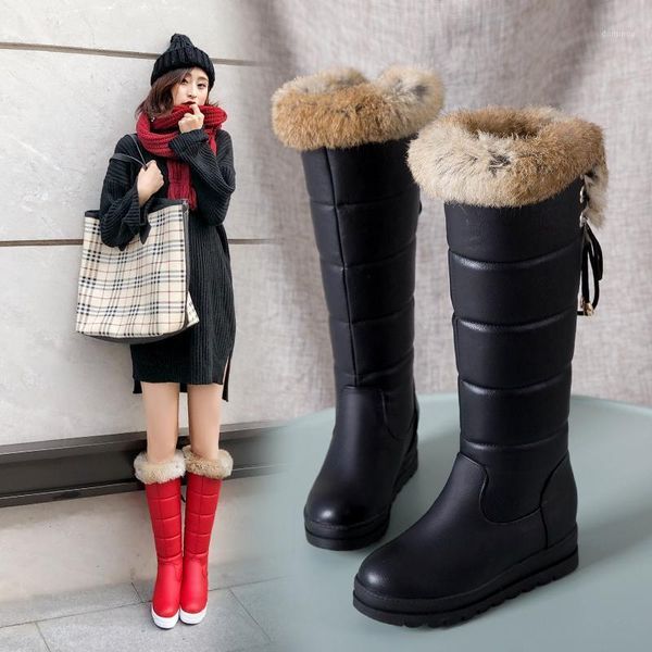 

new 2020 keep warm snow boots women fashion platform fur thigh high over the knee boots plush ladies warm winter1, Black