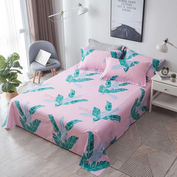 

leaves plant flat sheet pink bed sheet pillow cases comfortable twin full  king good quality elegant style home textile
