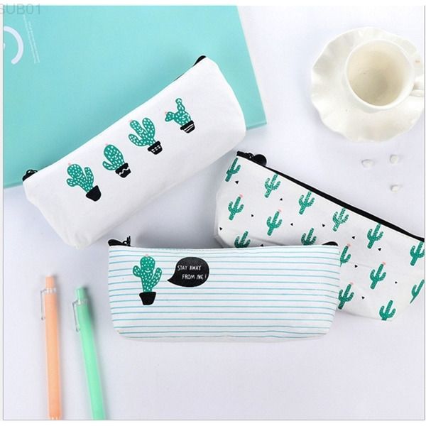 

cactus case canvas 3 patterns office supplies stationery simple school cute pencil bags