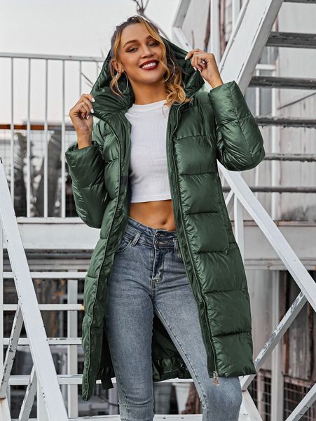 

ziai zip up hooded patched detail puffer coat i0ft#, Black