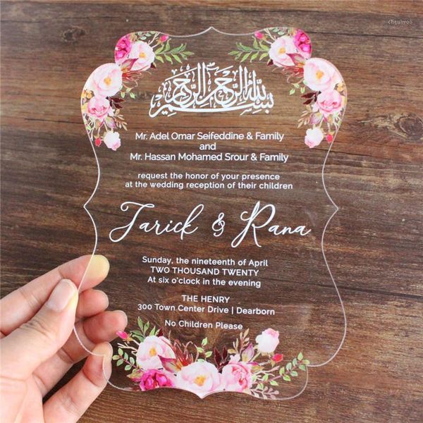 

acrylic wedding invitation flower design transparent personalized design 20pcs1