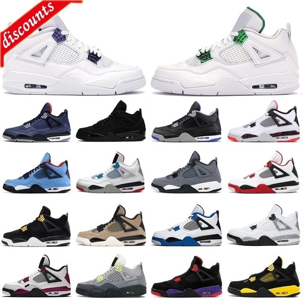 

mens basketball shoes 4s jumpman 4 pure money black cat bred metallic purple bordeaux cool grey thunder loyal blue men sports sneakers