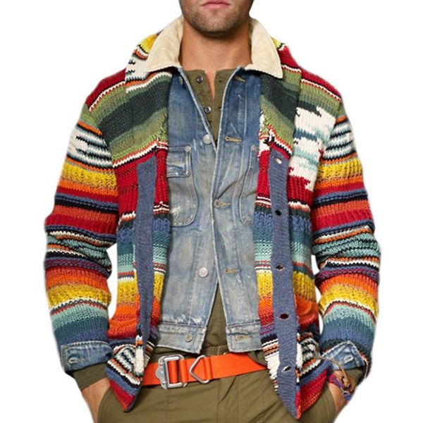 

мужской кардиган теплый рождественский свитер 2021 человек мода печать куртка повседневная стойка воротник вязаный цвет цвет, White;black