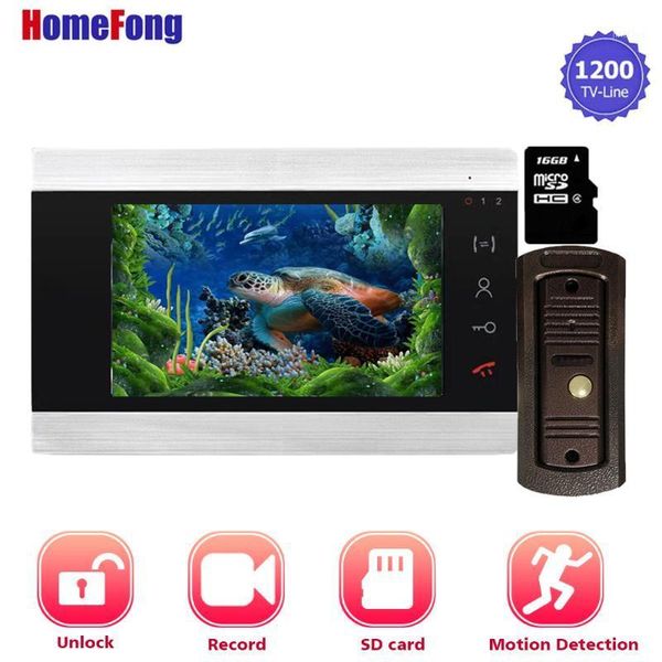 

homefong 7 inch video door phone doorbell intercom system home intercom doorbell camera unlock record sd card built-in power1