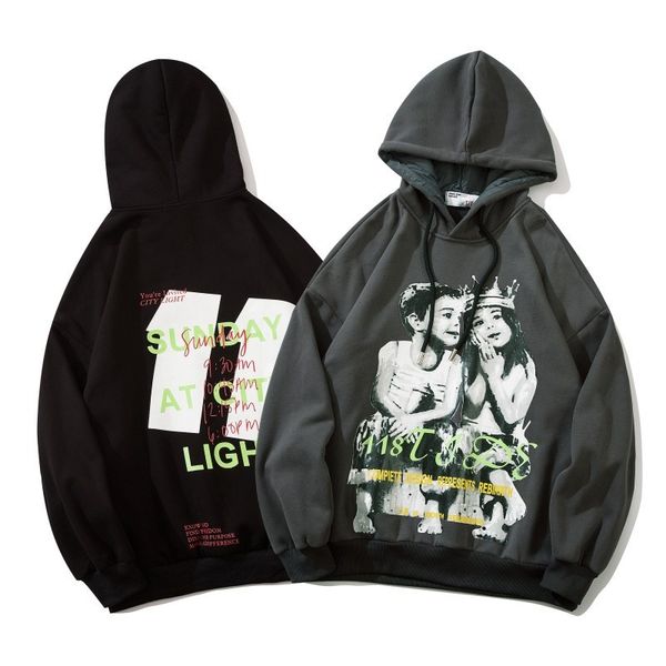 

fall winter 2020 oversized hoodie harajuku of men streetwear hip hop hoodies sweatpants, Black