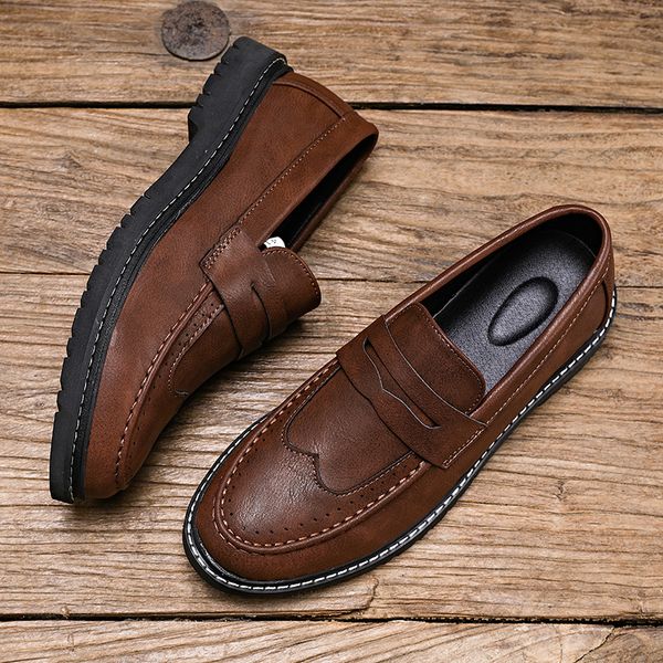 

men casual shoes brand genuine leather mens loafers moccasins comfy breathable slip on driving shoes black plus size 38-44 % c1120