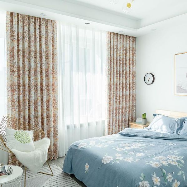 

baroque-modern minimalist cationic jacquard curtain print shading cloth curtains for living room and bedroom