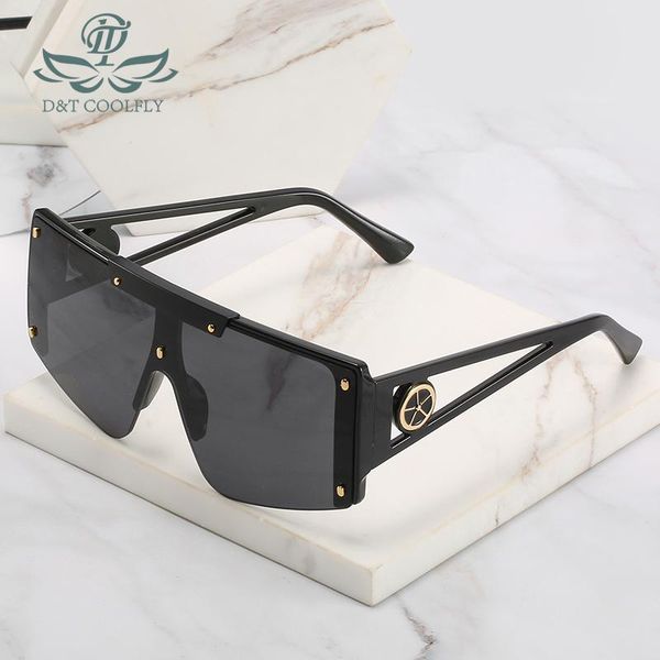 

sunglasses d&t 2021 fashion square men women shield designer gradient lens pc frame metal logo trend, White;black