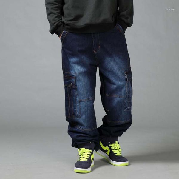 

men's loose jeans hiphop plus size 44 46 mens long trousers spring autumn tide man colthing baggy pants 4 seasons hip hop1, Blue