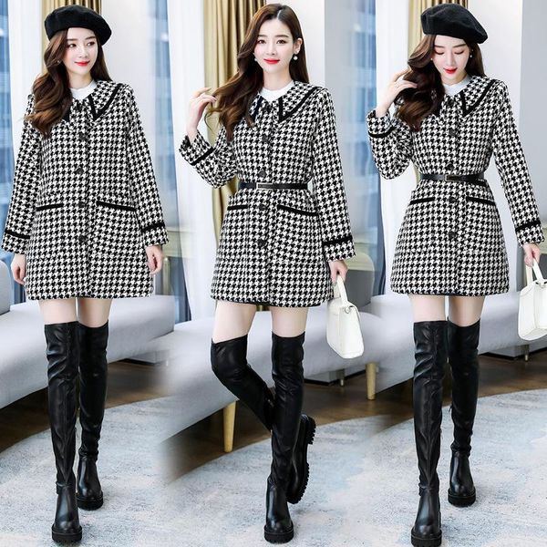 

women's wool & blends 2021 winter fashion elegant han style personality lapel woolen coat middle long thickened, Black