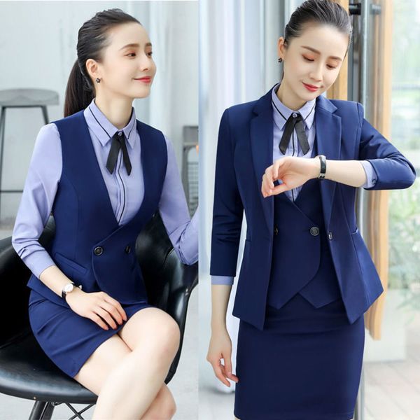 

profsional women's three piece fashion waistcoat korean prident suit temperament sal office, Black;white