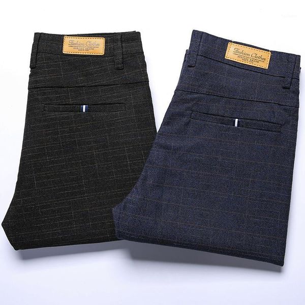 

solid casual pants men trousers spring autumn cotton middle-aged business straight long trousers flat dress pants male1, Black