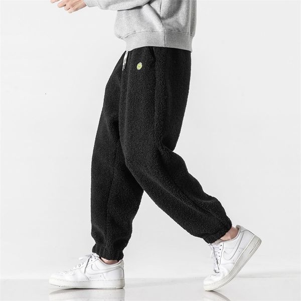

2021 men's casual thicken warm cargo autumn winter new man fashion loose woman harajuku straight pants 2i7k, Black