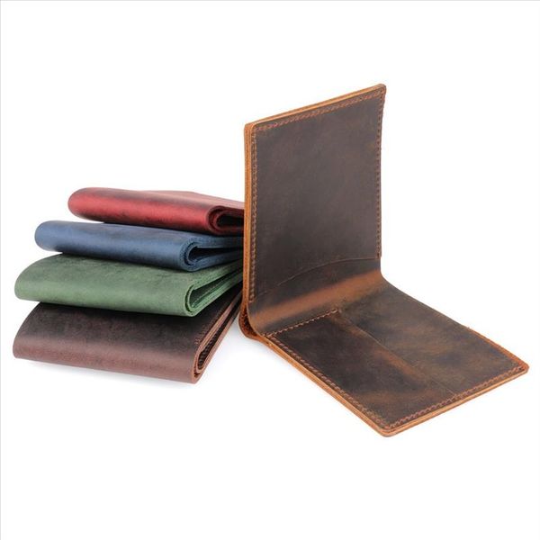 

100% genuine leather men wallets crazy horse leather bifold wallet carteira masculina clutch coin purse wallets, Red;black