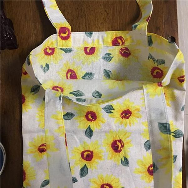 

yile handmade cotton linen eco shopping tote shoulder bag print yellow sunflower 17224 1 yile handmade h wmtqec