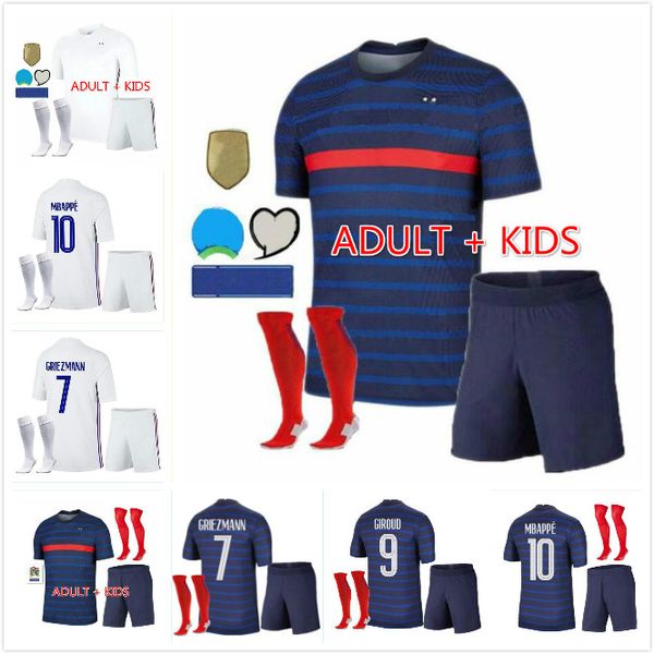 

2020/21 франция футбол футбол джерси взрослый детский комплект mbappe griezmann kante pogba maillot de foot 2020/2021 франция мужская футбол, Black