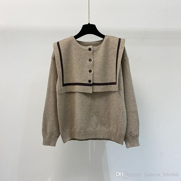 

2021 designer luxury women's sweater british college style navy stand collar button design stitching loose casual student women&#03, White;black