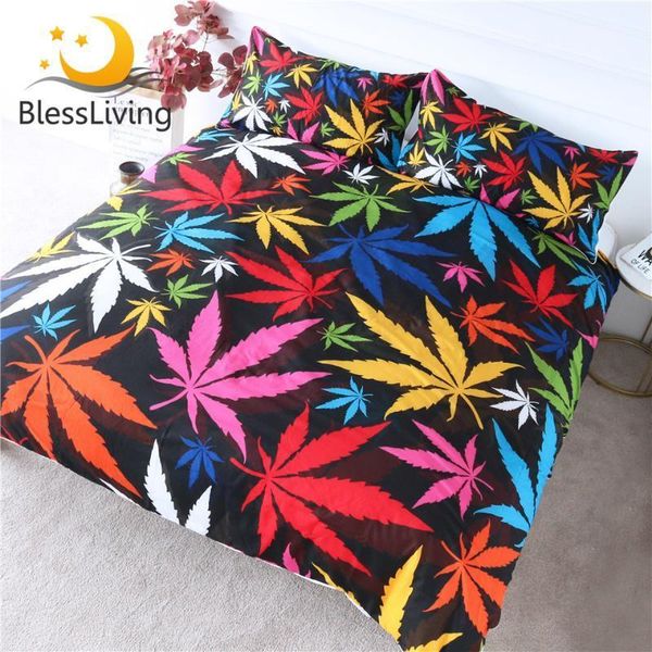 

blessliving bedding set king 3 piece colorful bedlinen fall autumn tree leaves duvet cover stunning black bed set1