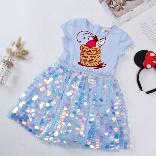 

yile children's clothing summer bear 2021 girls cartoon princs baby sequin short sve skirt drs y2km, Red;yellow