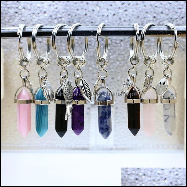 

keychains fashion accessories charms natural stone keychain women keyring keyholder boho jewelry car 8 stlyes drop delivery 2021 mava2, Silver