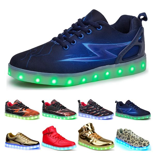 

casual luminous shoes mens womens big size 36-46 eur fashion breathable comfortable black white green red pink bule orange two 55