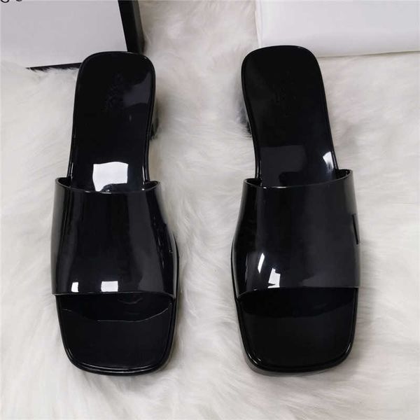 

women slippers slides rubber thick bottom sandals chunky platform alphabet lady slipper bright leather heel sandal fadhion beach shoes ljq1, Black