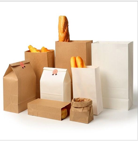

gift wrap 50 pcs 100pcs brown kraft paper bag bags packing biscuits candy raft bread cookie nuts snack baking package