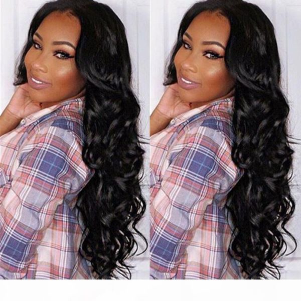 

hair peruvian body wave 100% human full lace wigs with 130% density baby hair 8-26 inch remy hair natural color ing, Black;brown