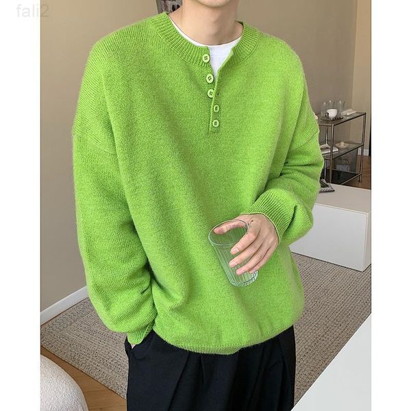 

sweaters 2021 men's autumn winter korean solid color round neck pullover sweater neutral loose casual knit jacket for men and women, White;black