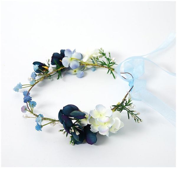 

wholesale wedding party hair accessories girl flower wreath crown bride bridesmaid hairband headdress adjustable floral jllzde