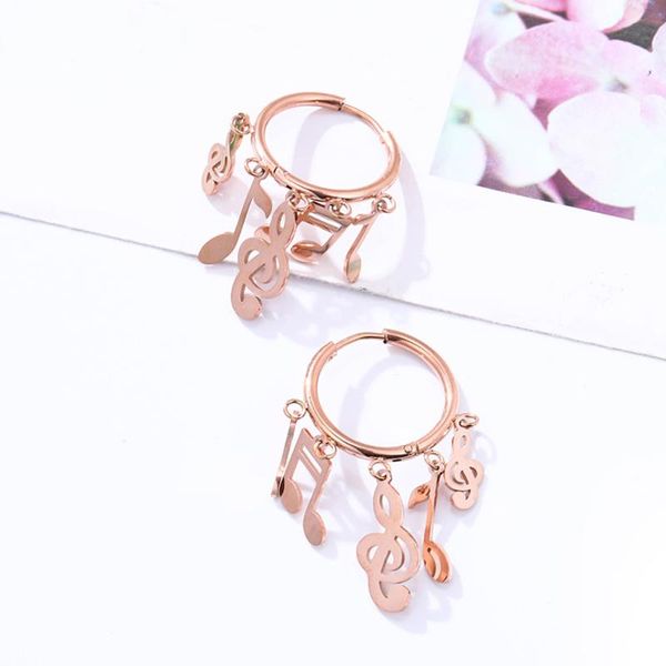 

fashion musical note earrings rose gold color tassel stainless steel korean hoop earrings for women 2020 jewelry party gifts, Golden;silver