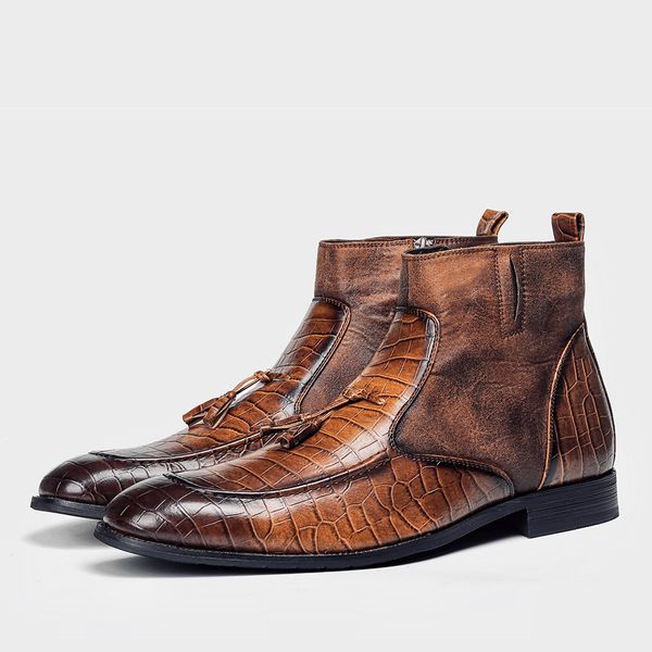 

40~46 men ankle boots comfortable brand fashion 2020 drsss style pu leather boots men, Black